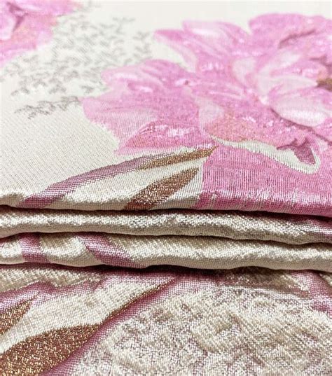 pink gold metallic floral fabric|Pink Floral Metallic Jacquard Fabric .